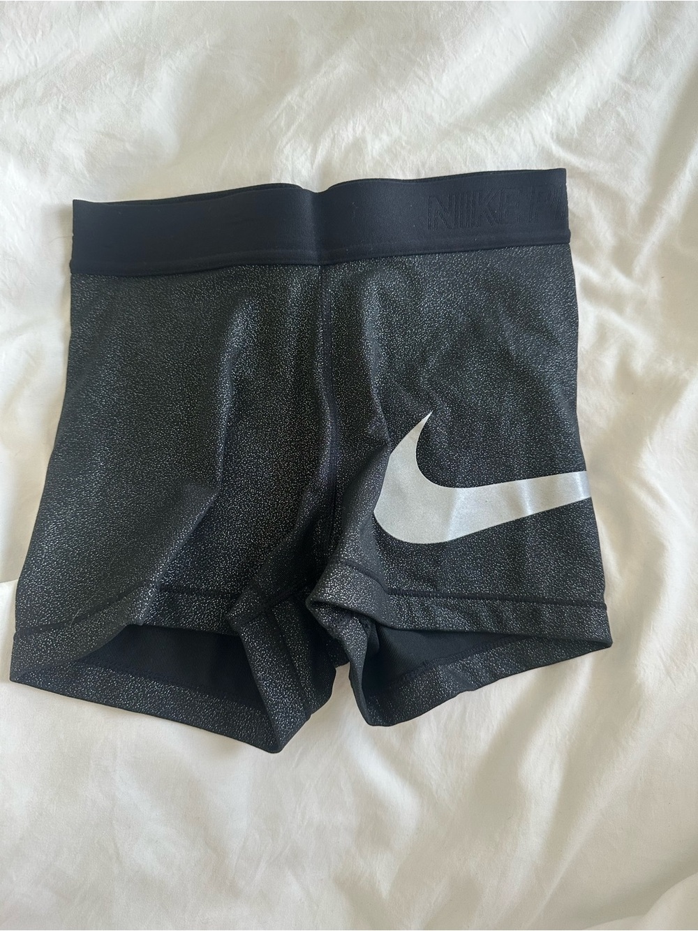 Nike Black Sparkle Reflective Logo Compression Shorts